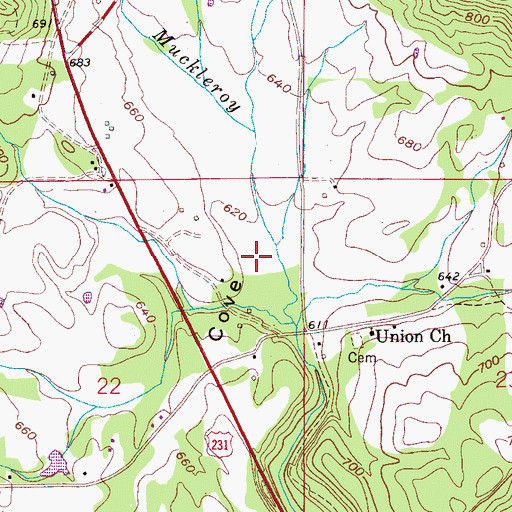 Topographic Map of Crawfords Cove, AL