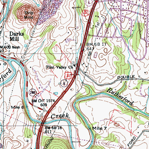 Topographic Map of Flint Valley (historical), TN