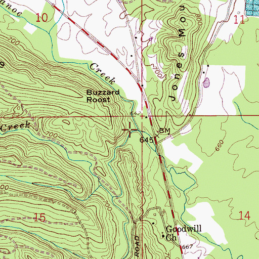 Topographic Map of Crooked Creek, AL