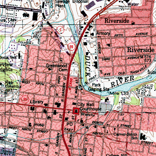 Topographic Map of George W Martin School (historical), TN