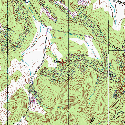 Topographic Map of Gilbreath-Morrow Cemetery, TN
