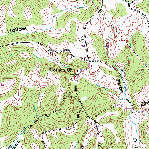 Topographic Map of Goshen Cemetery, TN