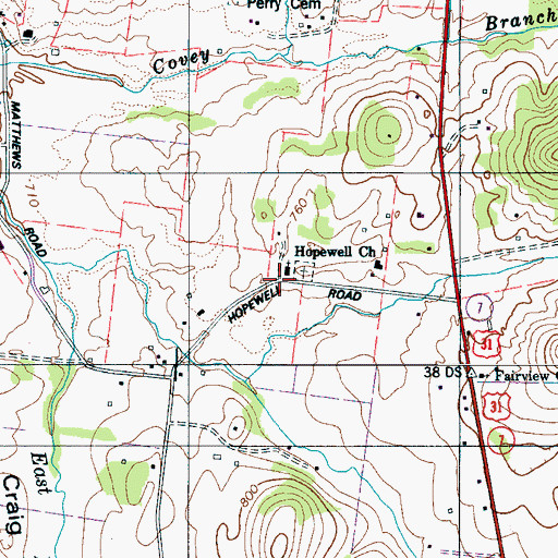 Topographic Map of Hopewell, TN