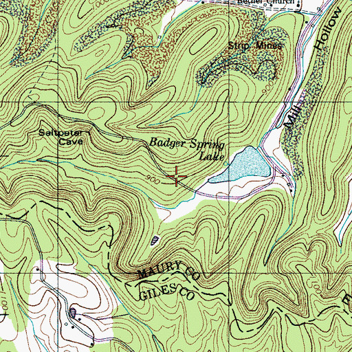 Topographic Map of Hubbell Cemetery, TN
