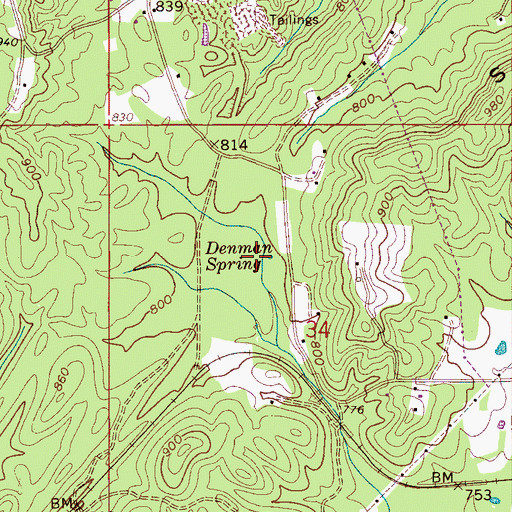 Topographic Map of Denman Spring, AL
