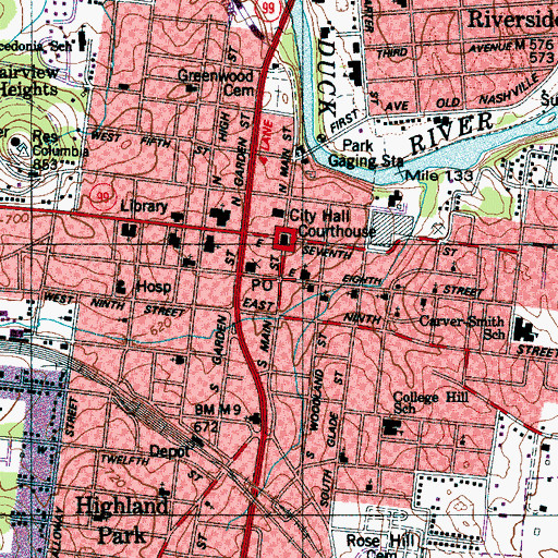 Topographic Map of Ingleside Academy (historical), TN