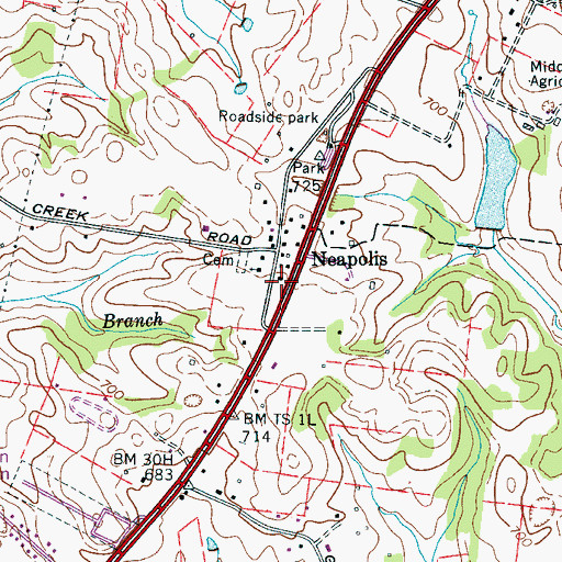 Topographic Map of Johnston Cemetery, TN