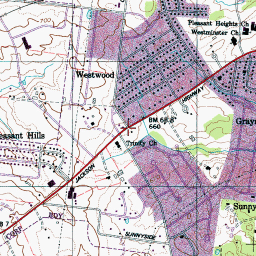 Topographic Map of Jones Academy (historical), TN