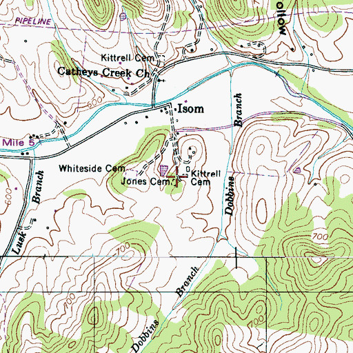 Topographic Map of Jones Presbyterian Church (historical), TN