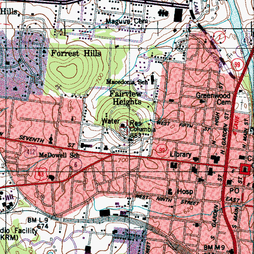 Topographic Map of The Knob, TN