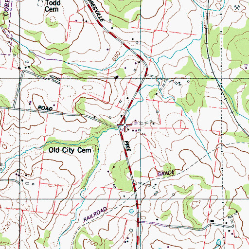 Topographic Map of Lebanon Heights, TN