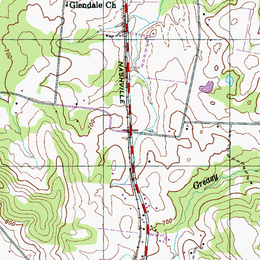 Topographic Map of Lindseys Crossroads, TN