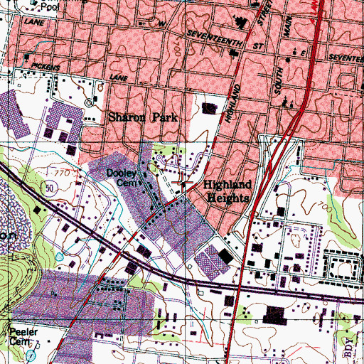 Topographic Map of Grace Church of the Nazarene, TN