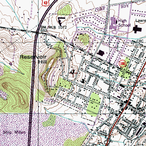 Topographic Map of Hay Long High School (historical), TN