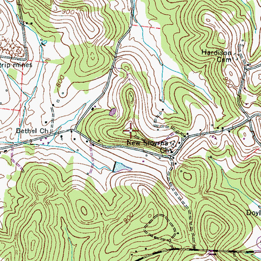 Topographic Map of Lofton Hill, TN