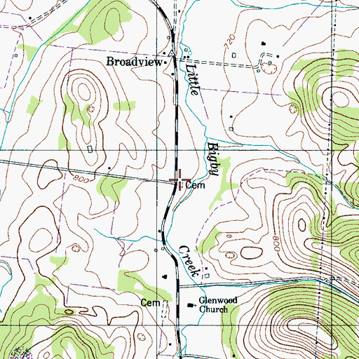 Topographic Map of Logue Cemetery, TN