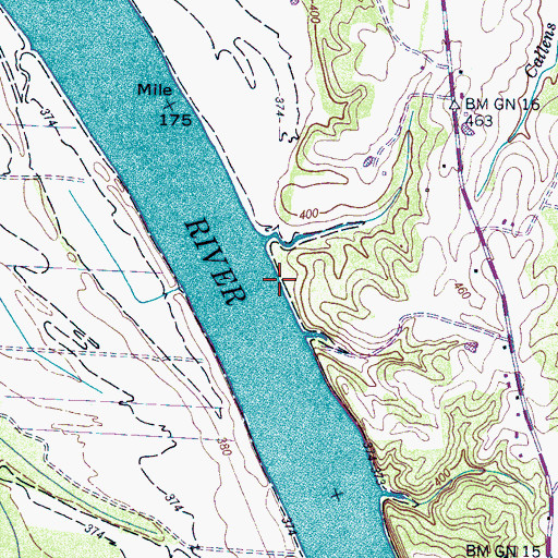 Topographic Map of Collins Landing, TN