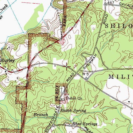 Topographic Map of Novels Old Mill (historical), TN