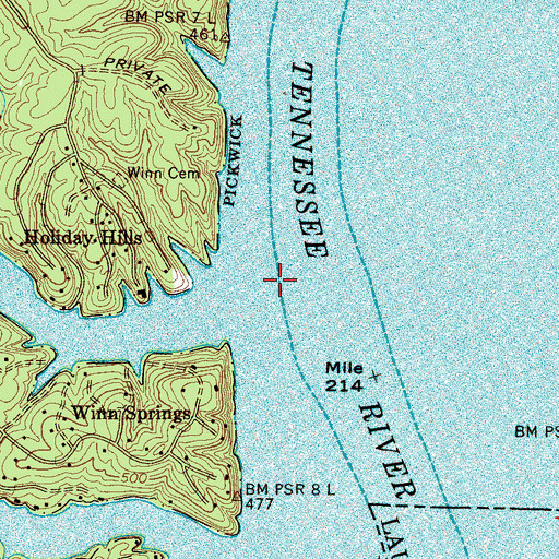 Topographic Map of Winn Landing (historical), TN