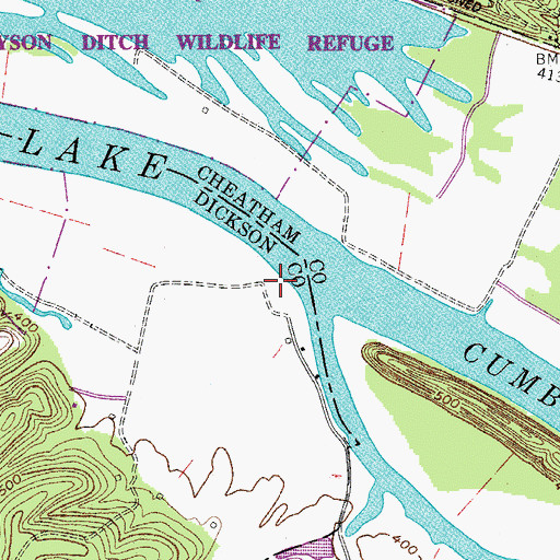 Topographic Map of Pardues Landing, TN
