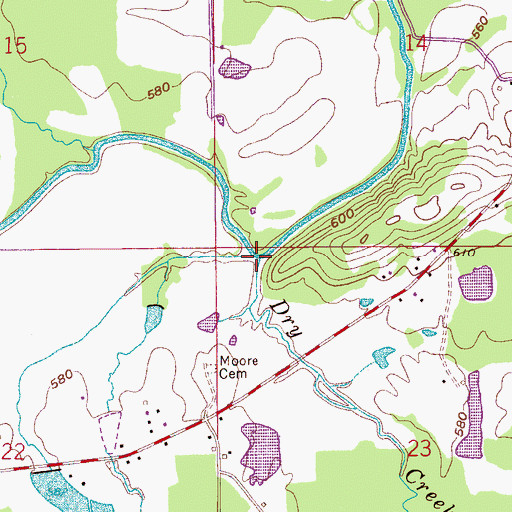 Topographic Map of Dry Creek, AL