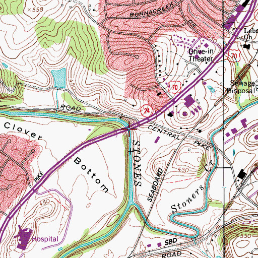 Topographic Map of Dodson Ferry (historical), TN