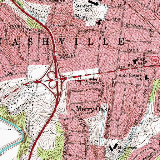 Topographic Map of Donelson Presbyterian Church, TN