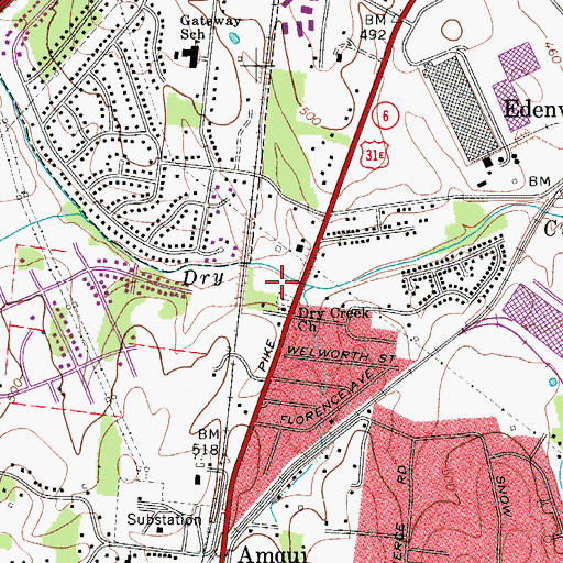 Topographic Map of Dry Creek Cemetery, TN