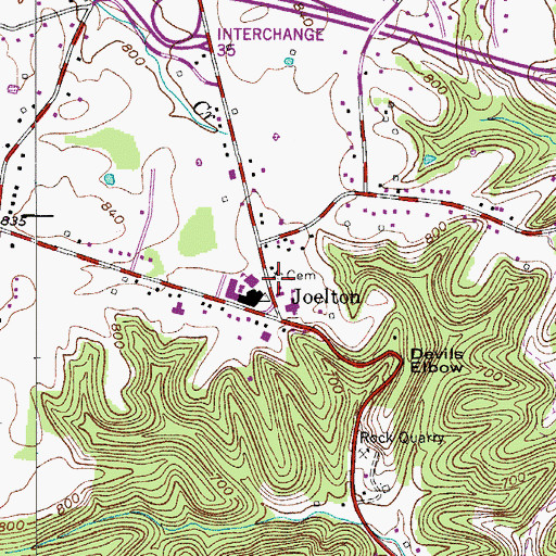 Topographic Map of First Baptist Church of Joelton, TN