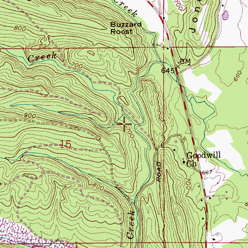 Topographic Map of Dry Creek, AL