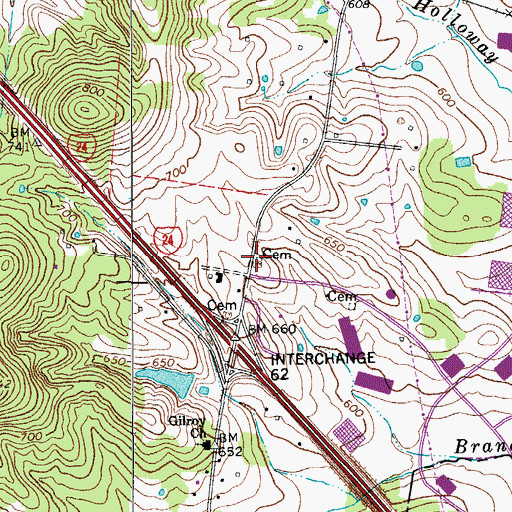 Topographic Map of Gambill Cemetery, TN