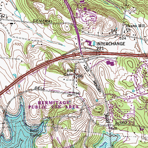 Topographic Map of Gleaves Cemetery, TN