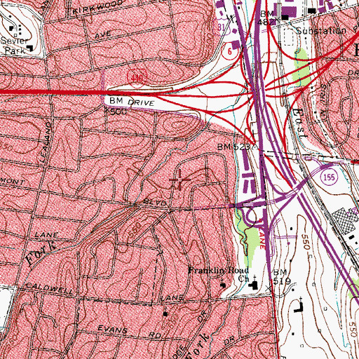 Topographic Map of Glendale Zoo (historical), TN