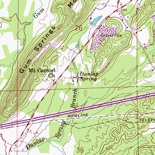 Topographic Map of Dunlap Spring, AL
