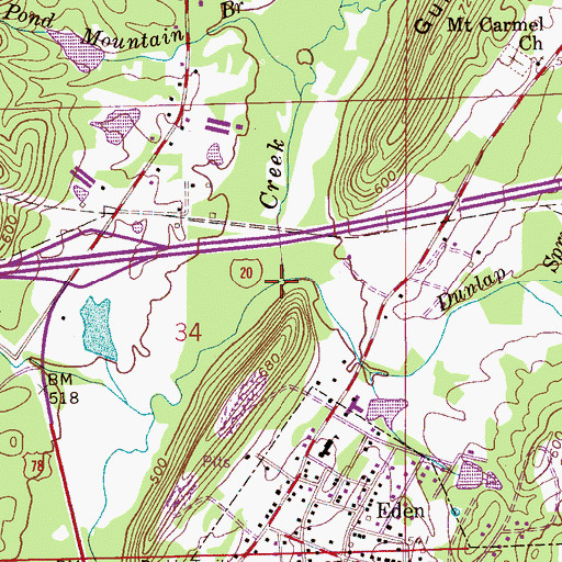 Topographic Map of Dunlap Spring Branch, AL