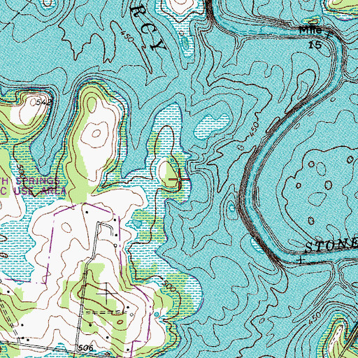 Topographic Map of Huggins Cemetery, TN
