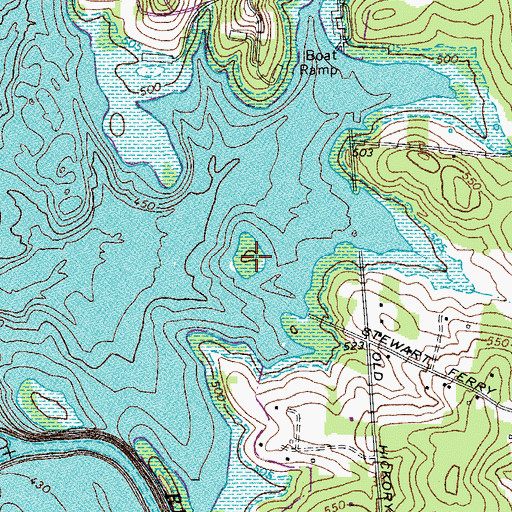 Topographic Map of Hurt Cemetery (historical), TN