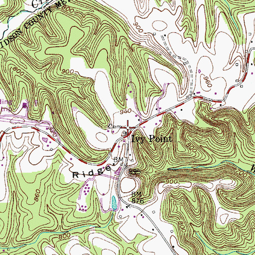 Topographic Map of Ivy Point Cemetery, TN