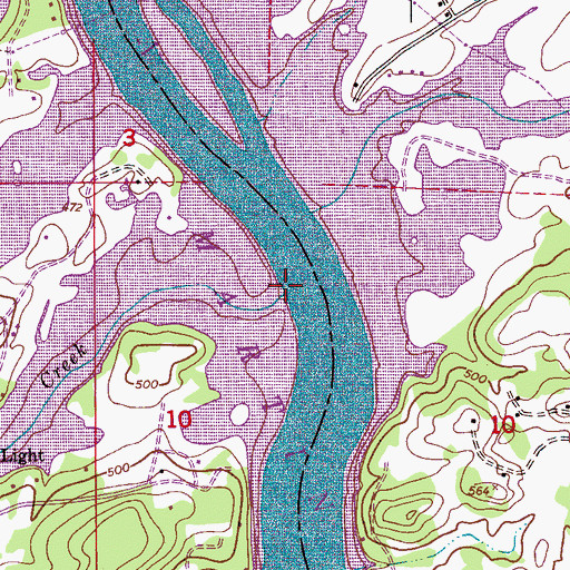 Topographic Map of Dye Creek, AL