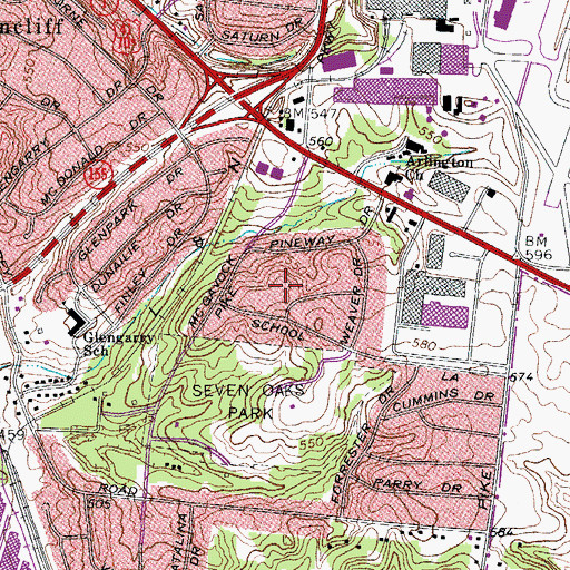 Topographic Map of King Cemetery, TN