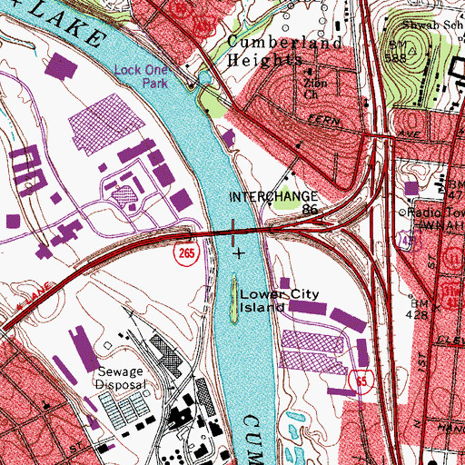 Topographic Map of Lyle A Fulton Bridge, TN