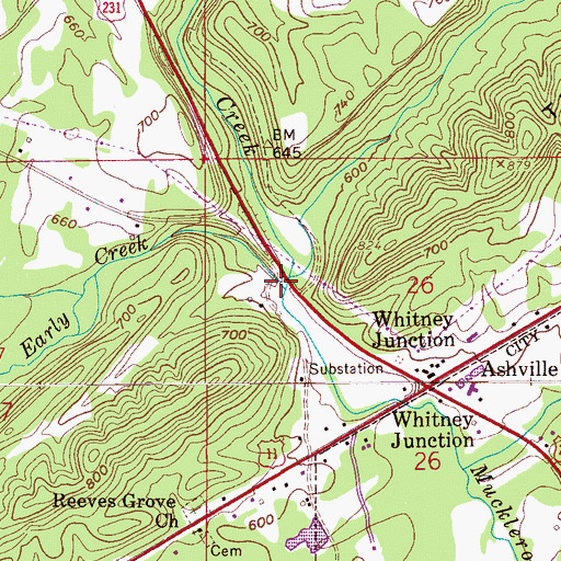 Topographic Map of Early Creek, AL