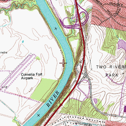 Topographic Map of McLeans Bend, TN