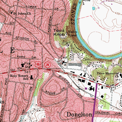 Topographic Map of McWhirtersville School (historical), TN