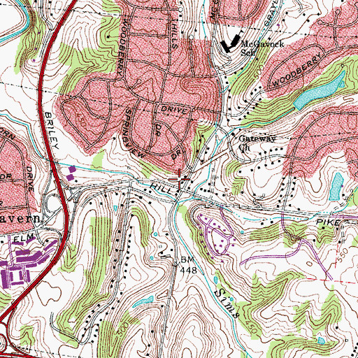 Topographic Map of Mud Tavern School (historical), TN