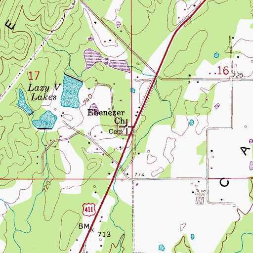 Topographic Map of Ebenezer Baptist Church, AL