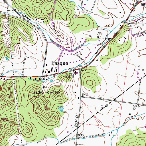 Topographic Map of Pasquo Cemetery, TN