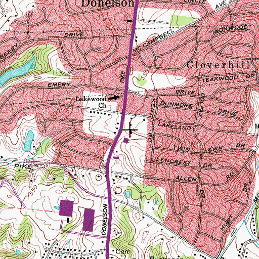 Topographic Map of Perry Heights Church of Christ, TN