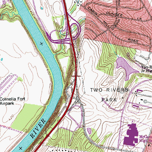 Topographic Map of Priestly Springs, TN