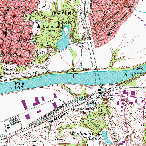 Topographic Map of Shelby Park Access Area, TN